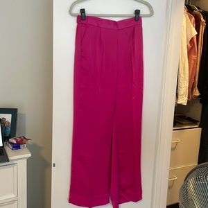 Pink, wide leg silk pants